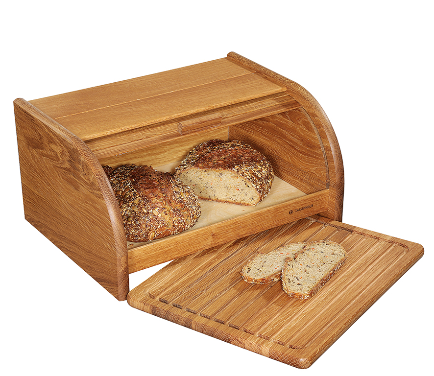 065091 COUNTRY Dřevěný chlebník 40x30x20 cm dub s krájecím prkénkem otevřené